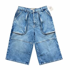 Free People Havasu Denim Shorts We The Free Slouchy Baggy Longline Bermuda 28 FP